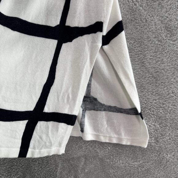 Chicos Cardigan Women 3 XL/16 White Black Abstract Long Open Front Long Sleeve - Picture 5 of 13